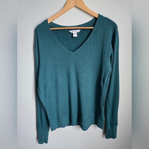 ATHLETA Teal V-Neck Modal Sweater - Picture 1 of 6